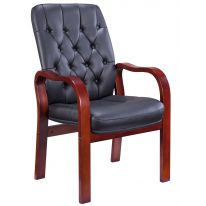Кресло для посетителей Everprof Monaco Wood CF экокожа